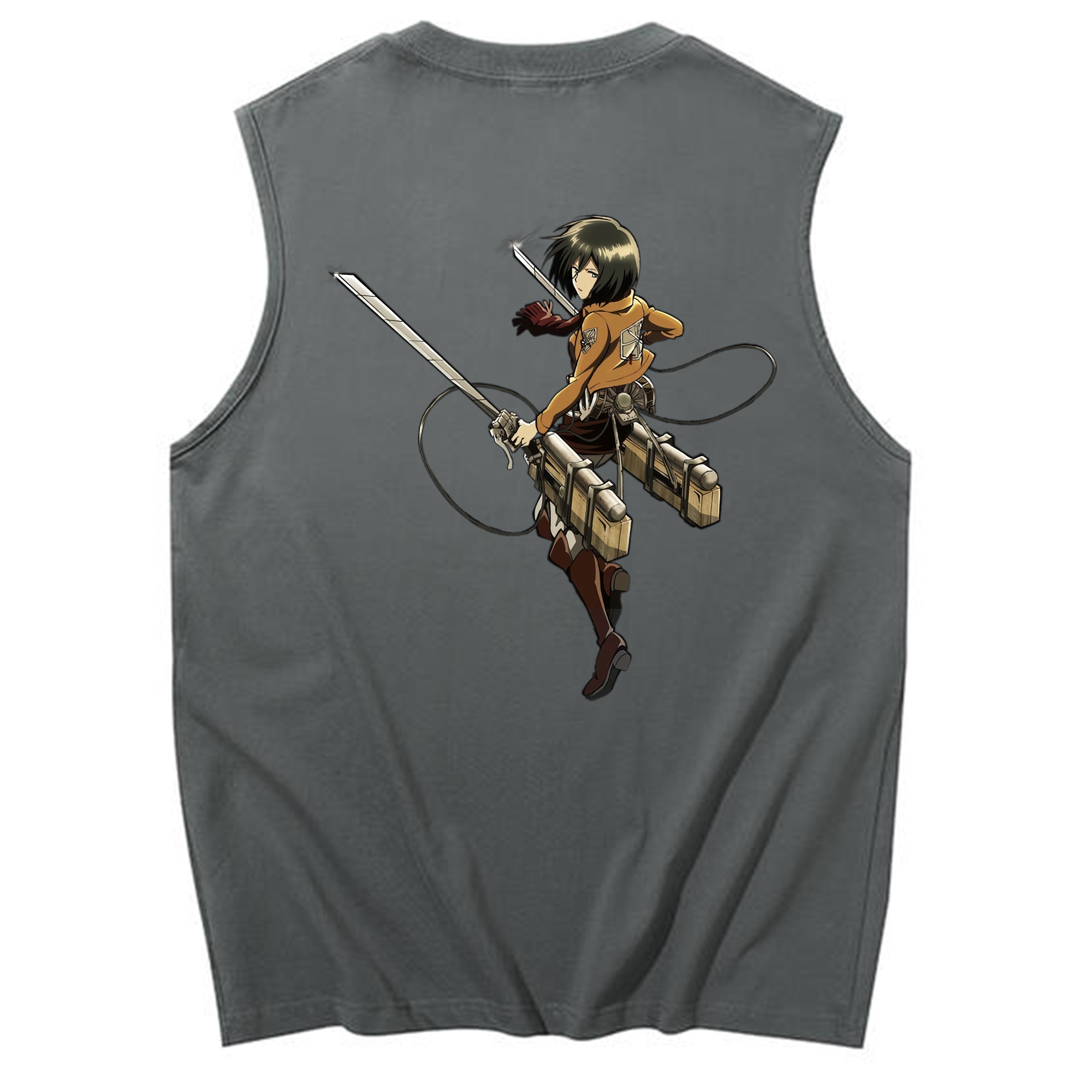 （画像用） 進撃の巨人 ミカサ·アッカーマン Attack on Titan Mikasa Ackerman コットン100％タンクトップ（背面プリント）